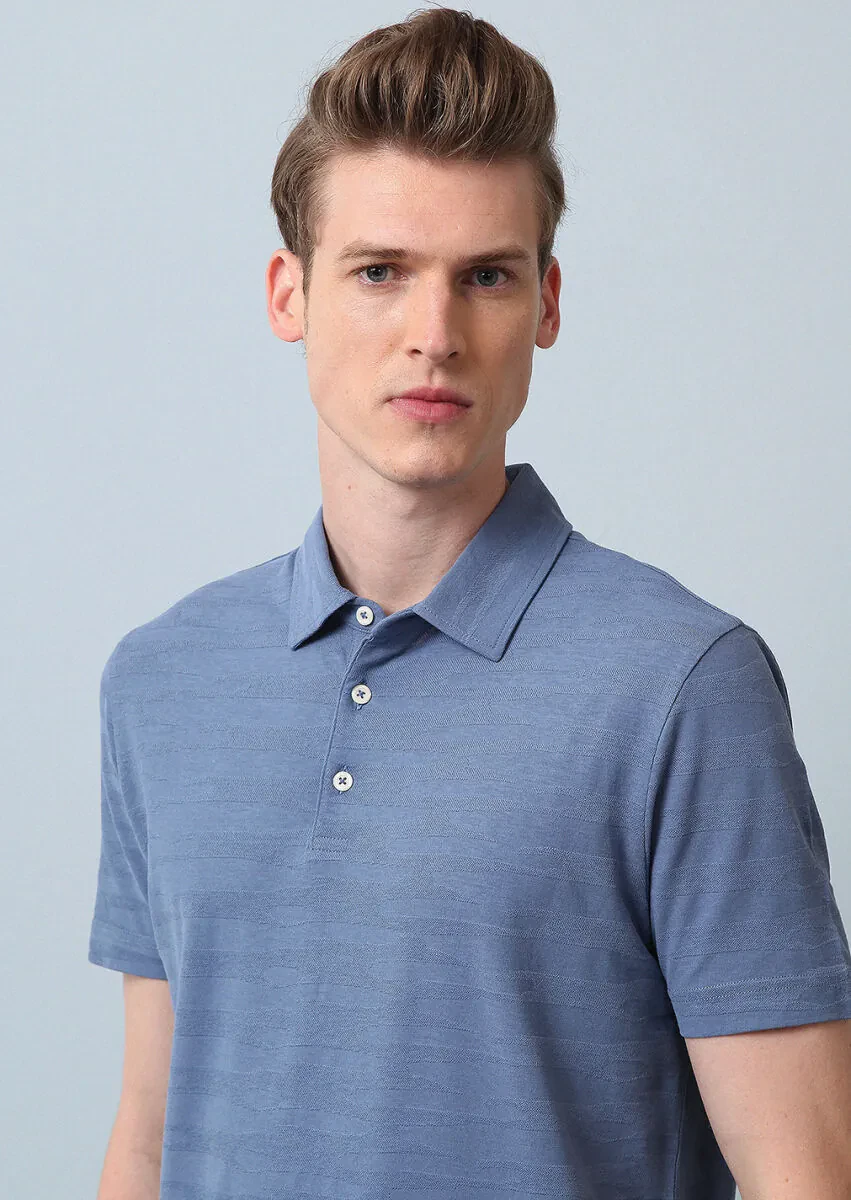 Mavi Polo Yaka %100 Pamuk T-Shirt - 1