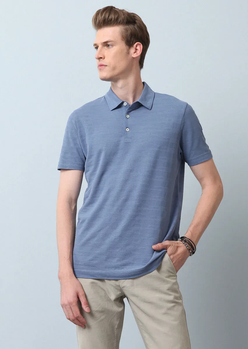 Mavi Polo Yaka %100 Pamuk T-Shirt - 2