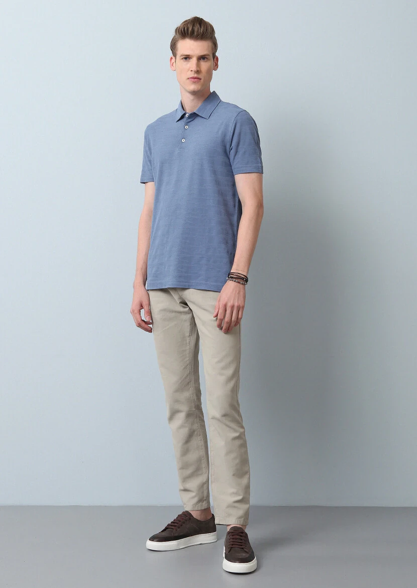 Mavi Polo Yaka %100 Pamuk T-Shirt - 4