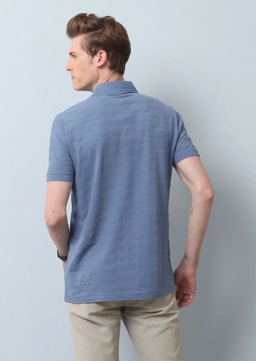 Mavi Polo Yaka %100 Pamuk T-Shirt - 5