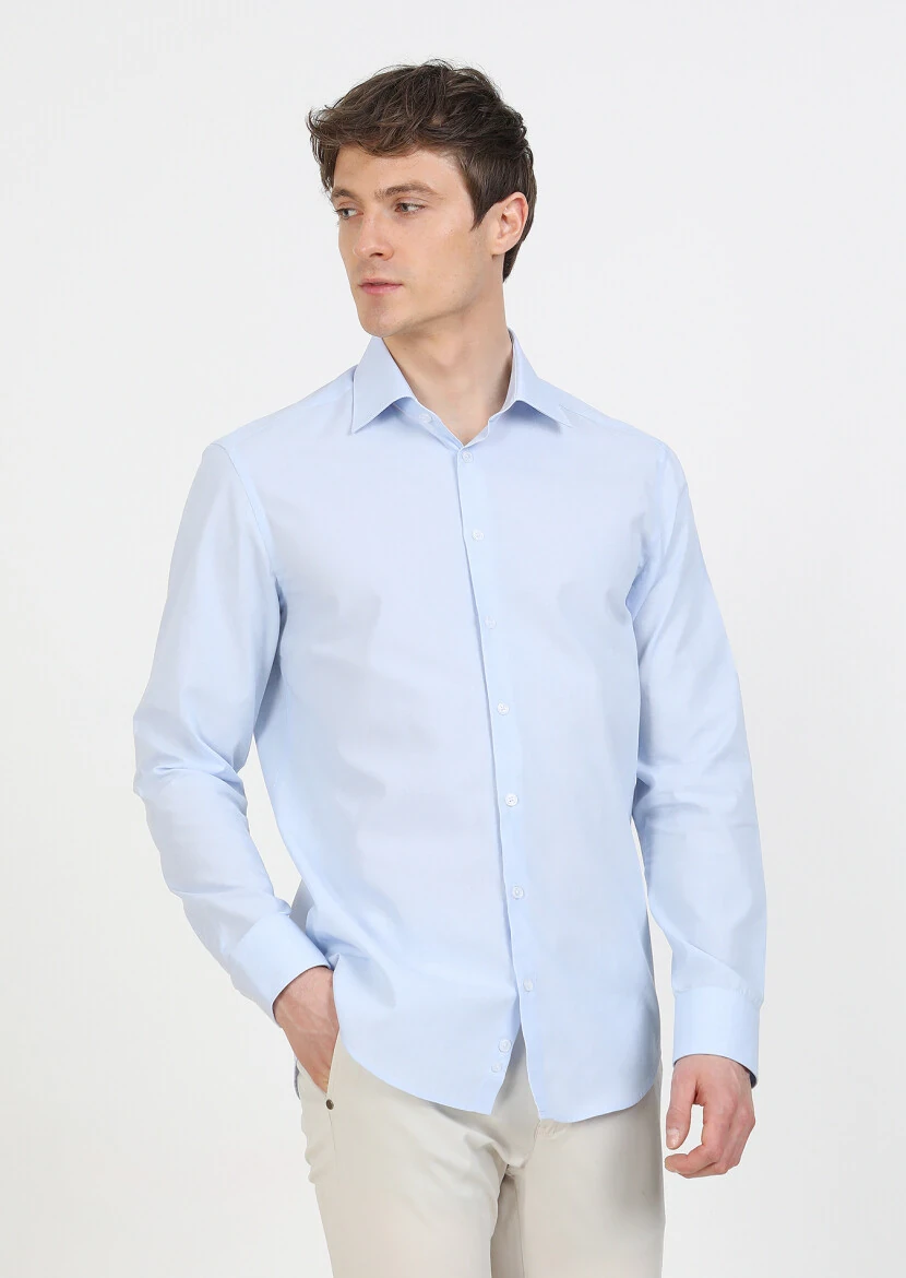 Mavi Regular Fit Dokuma Klasik %100 Pamuk Gömlek - 4