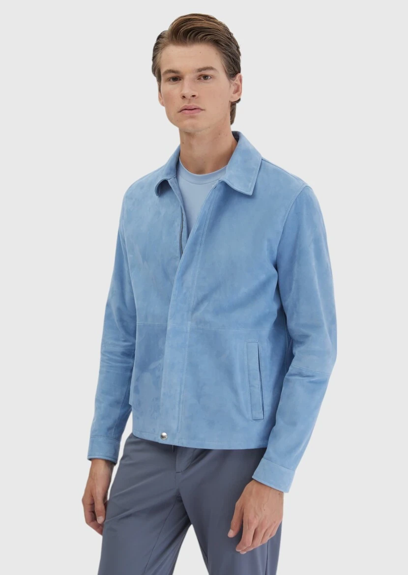 Mavi Regular Fit Gömlek Yaka Casual Deri Mont - RAMSEY