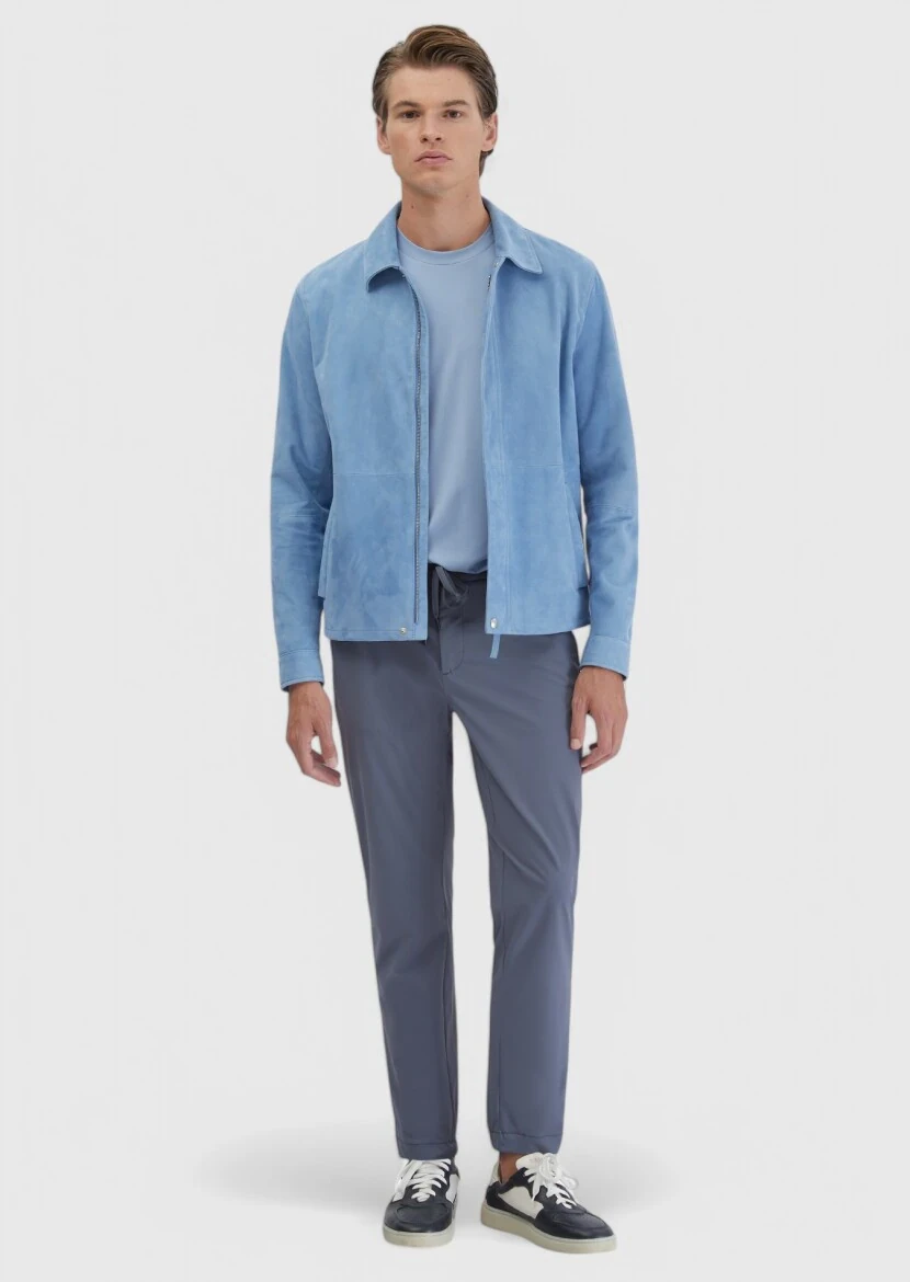 Mavi Regular Fit Gömlek Yaka Casual Deri Mont - RAMSEY