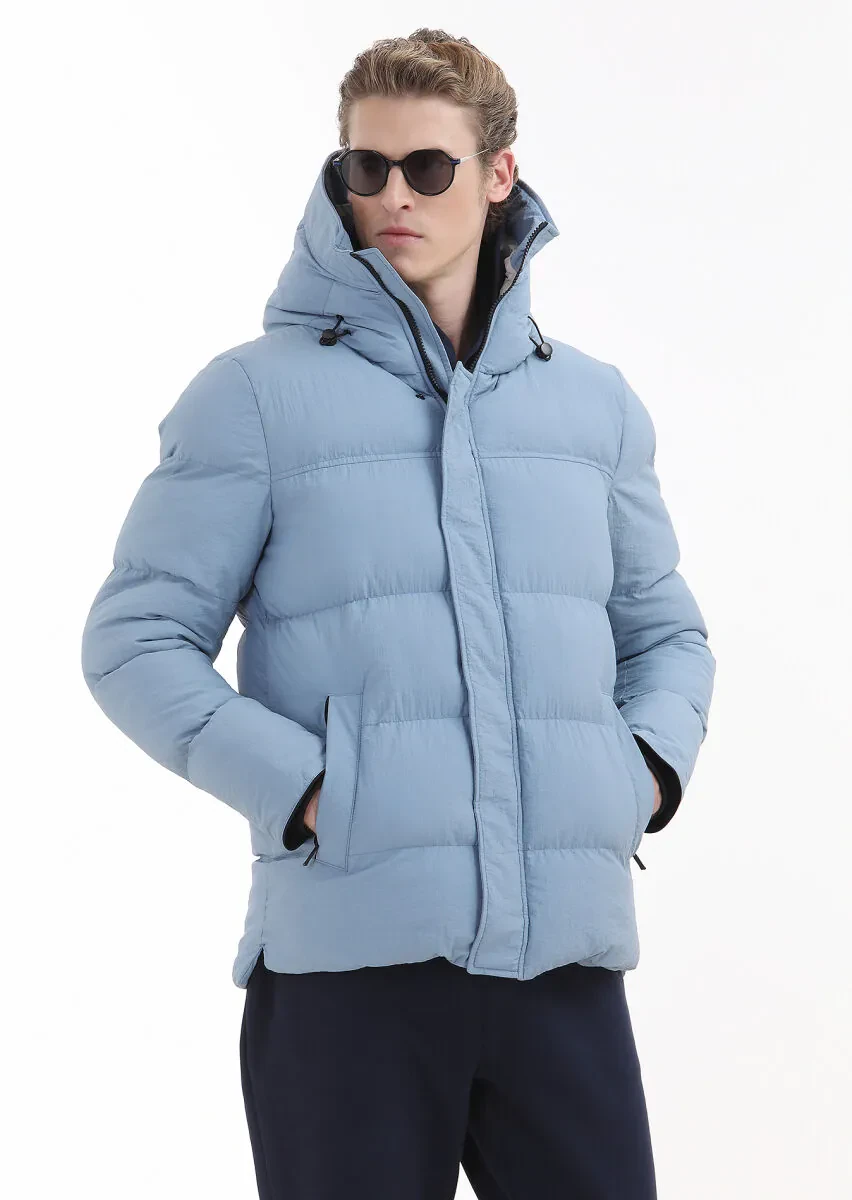 Mavi Regular Fit Kapüşonlu Casual Dokuma Mont - 3