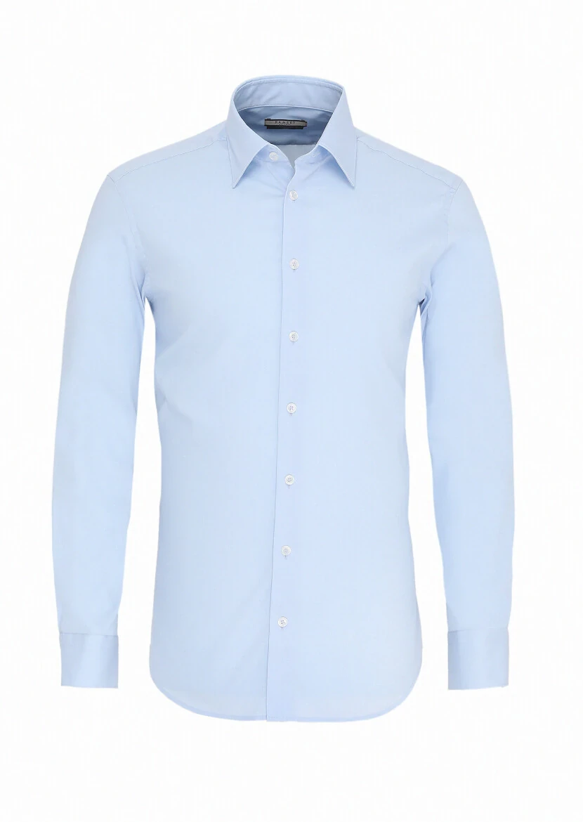 Mavi Slim Fit Dokuma Klasik Pamuk Karışımlı Gömlek - 1