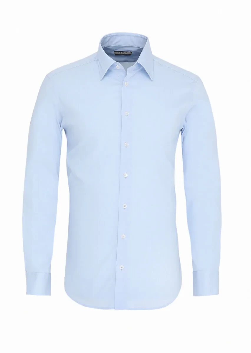 Mavi Slim Fit Dokuma Klasik Pamuk Karışımlı Gömlek - 1