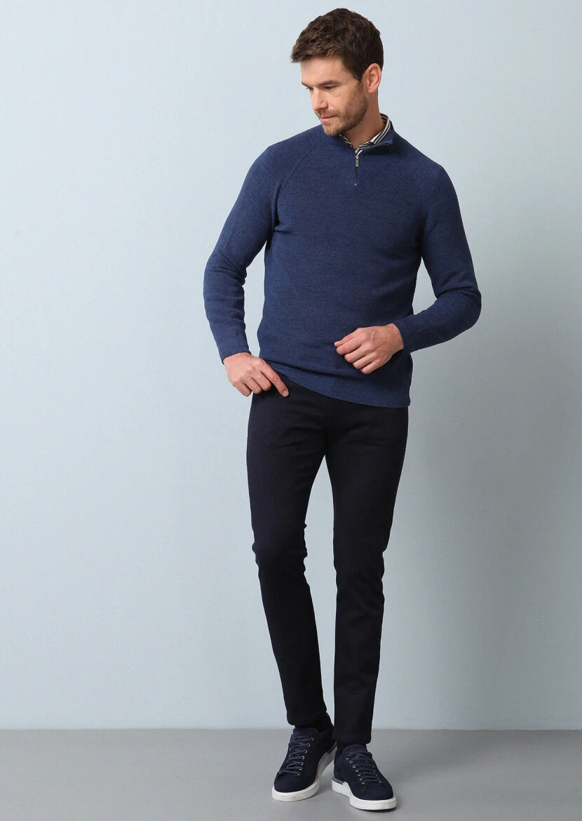 Medium Blue Knitwear Sweatshirt - 1