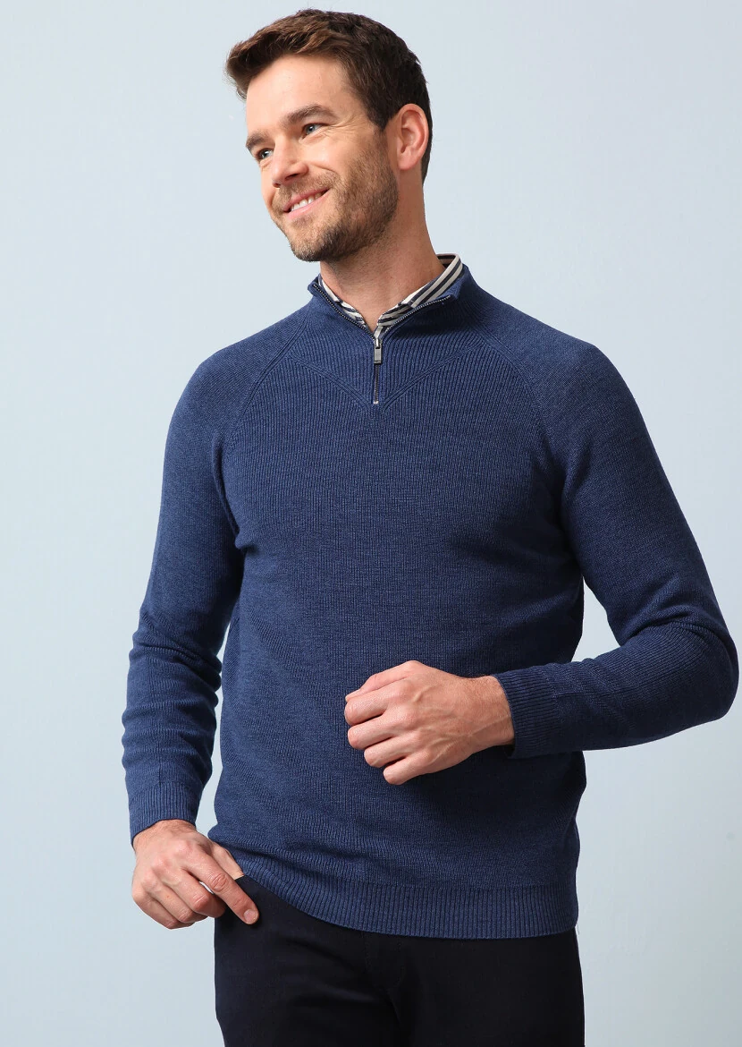 Medium Blue Knitwear Sweatshirt - 3