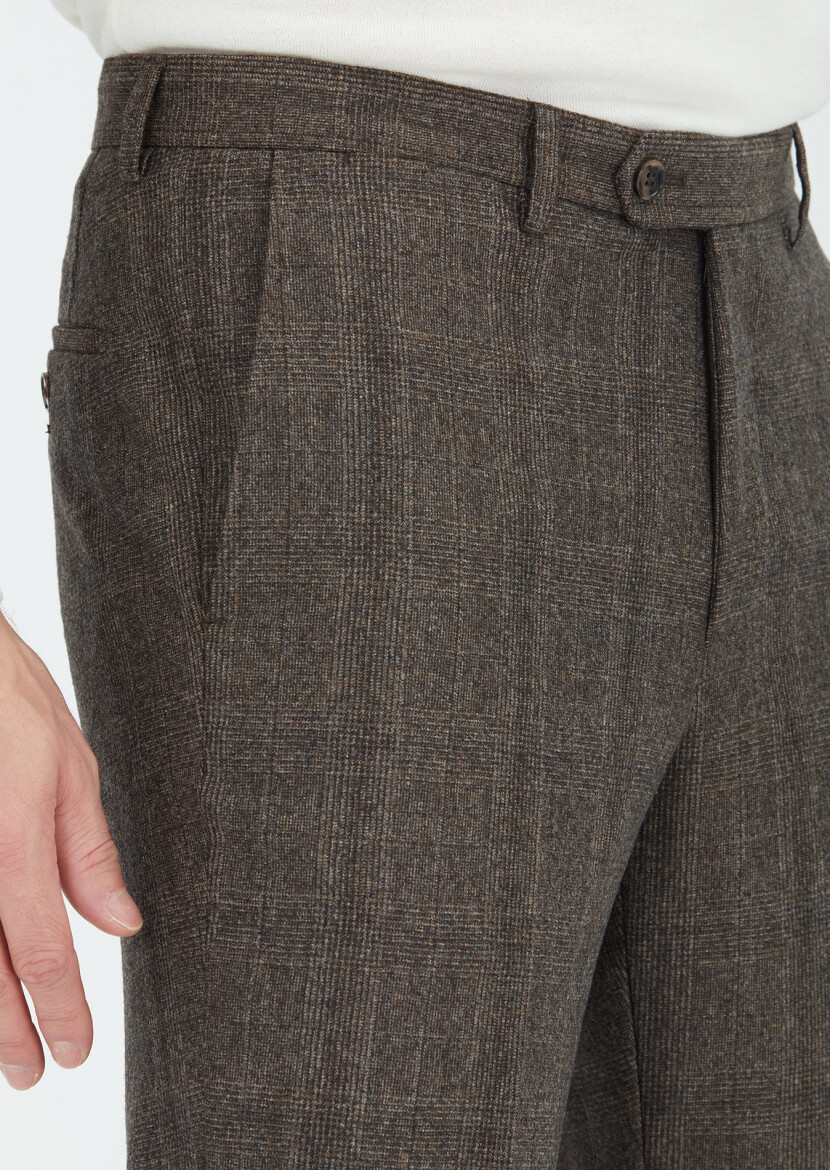 Mink Checkered Zeroweight Slim Fit 100% Wool Suit - 6