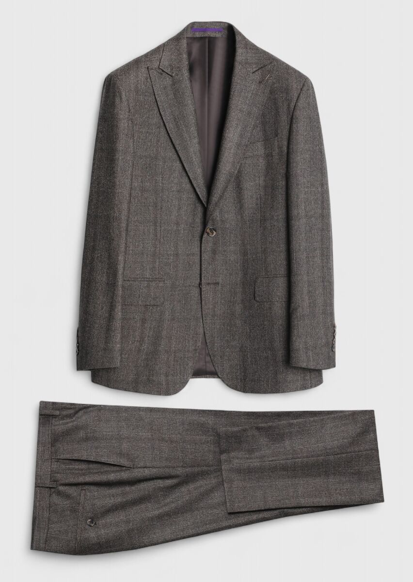 Mink Checkered Zeroweight Slim Fit 100% Wool Suit - 9