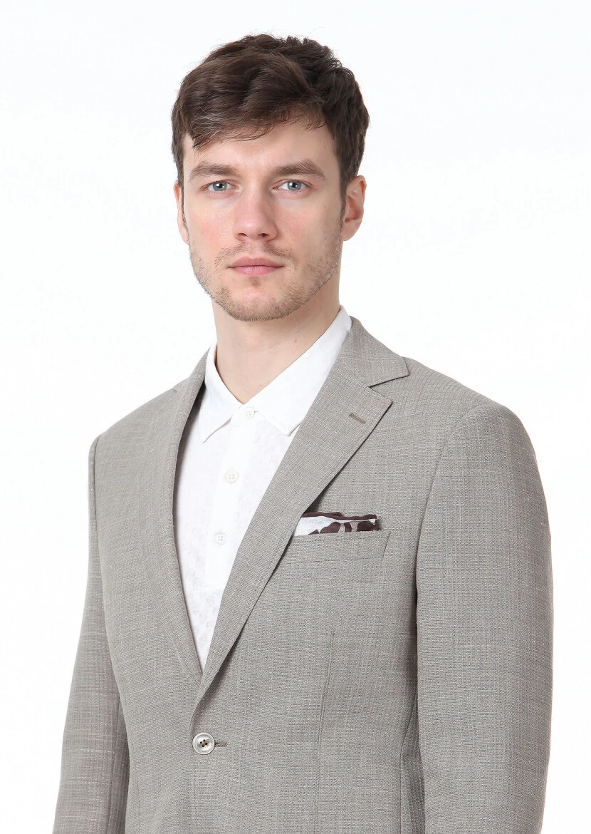 Mink Micro Modern Fit Wool Blended Jacket - 3