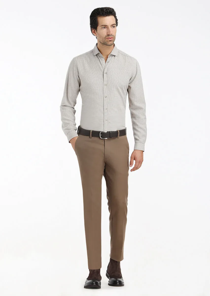 Mink Micro Regular Fit Weaving Casual 100% Cotton Shirt - 1