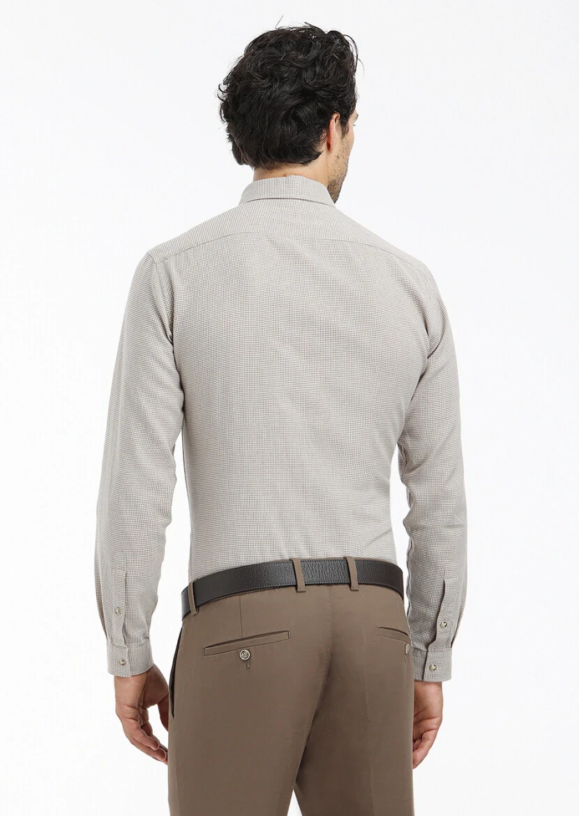 Mink Micro Regular Fit Weaving Casual 100% Cotton Shirt - 4