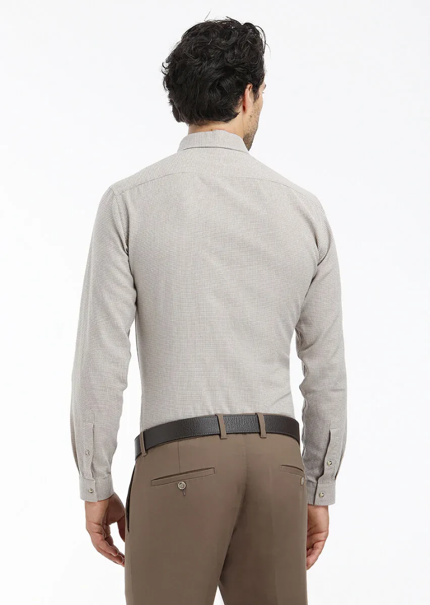 Mink Micro Regular Fit Weaving Casual 100% Cotton Shirt - 4