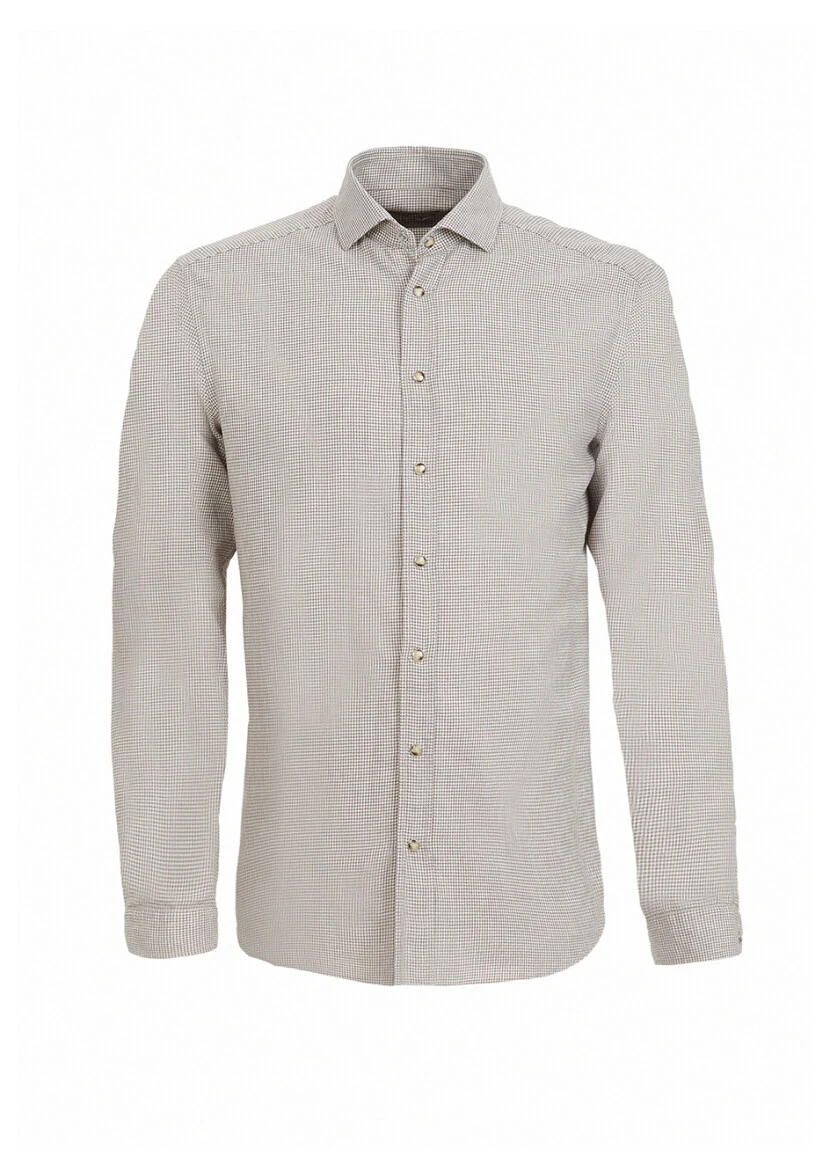 Mink Micro Regular Fit Weaving Casual 100% Cotton Shirt - 5