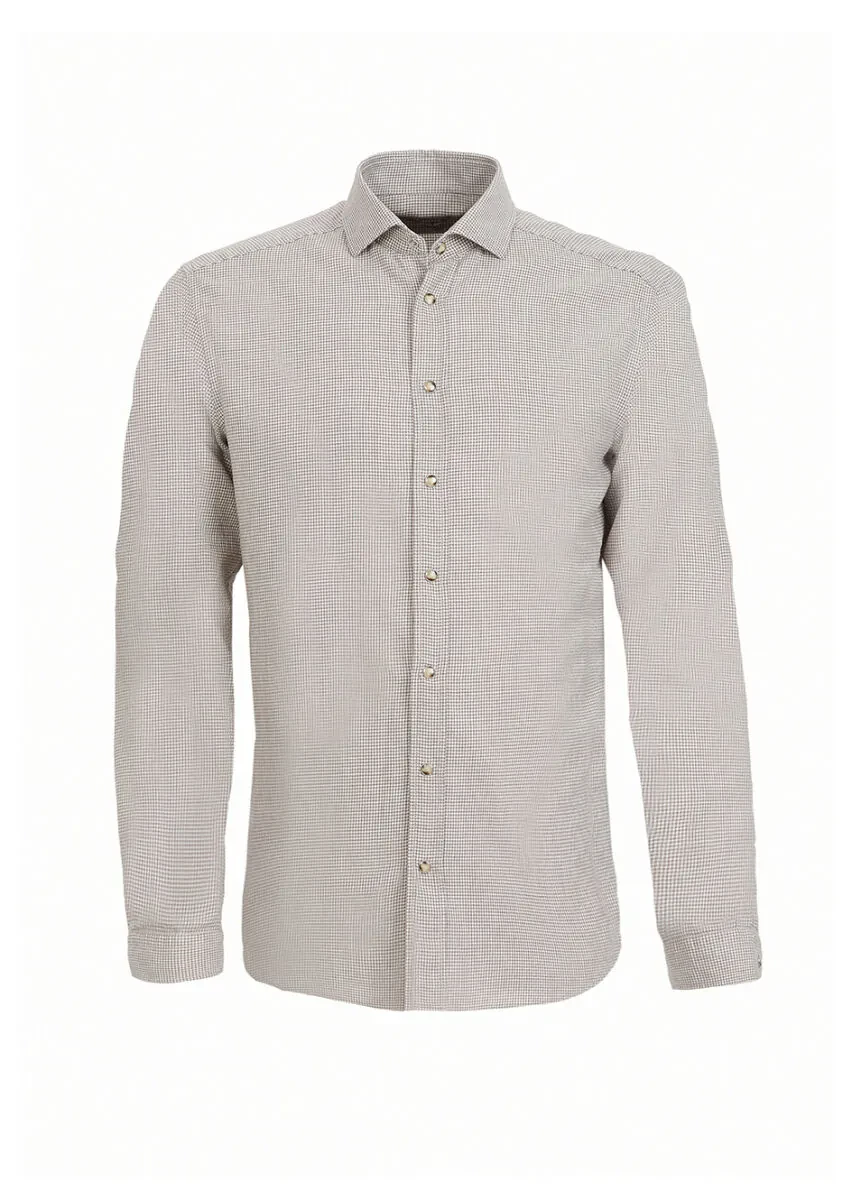 Mink Micro Regular Fit Weaving Casual 100% Cotton Shirt - 5