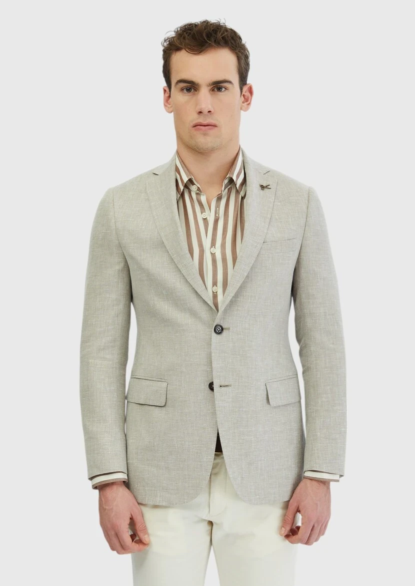 Mink Patterned Regular Fit Silk Blended Jacket - 1