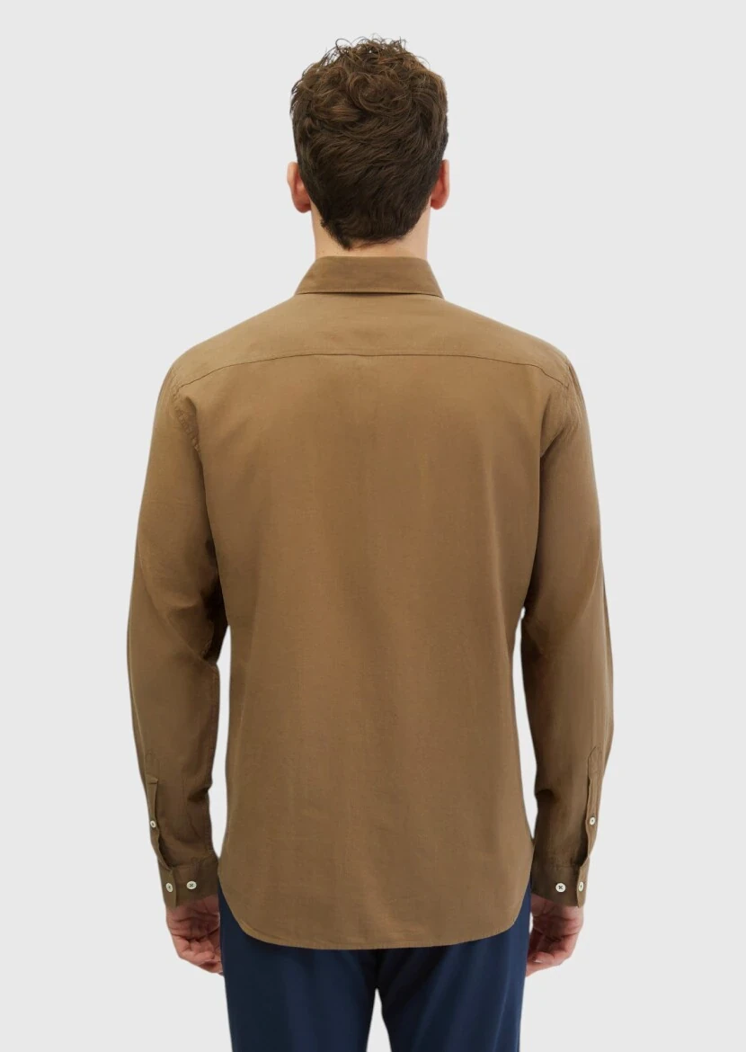 Mink Plain Casual Fit Weaving Casual 100% Cotton Shirt - RAMSEY