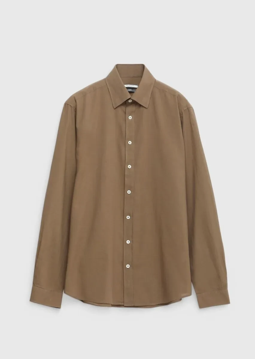 Mink Plain Casual Fit Weaving Casual 100% Cotton Shirt - 5