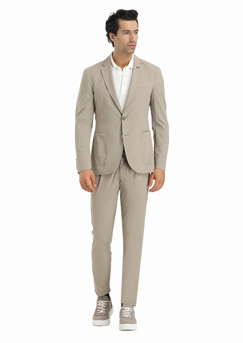 Mink Plain Comfort Fit Suit - 1