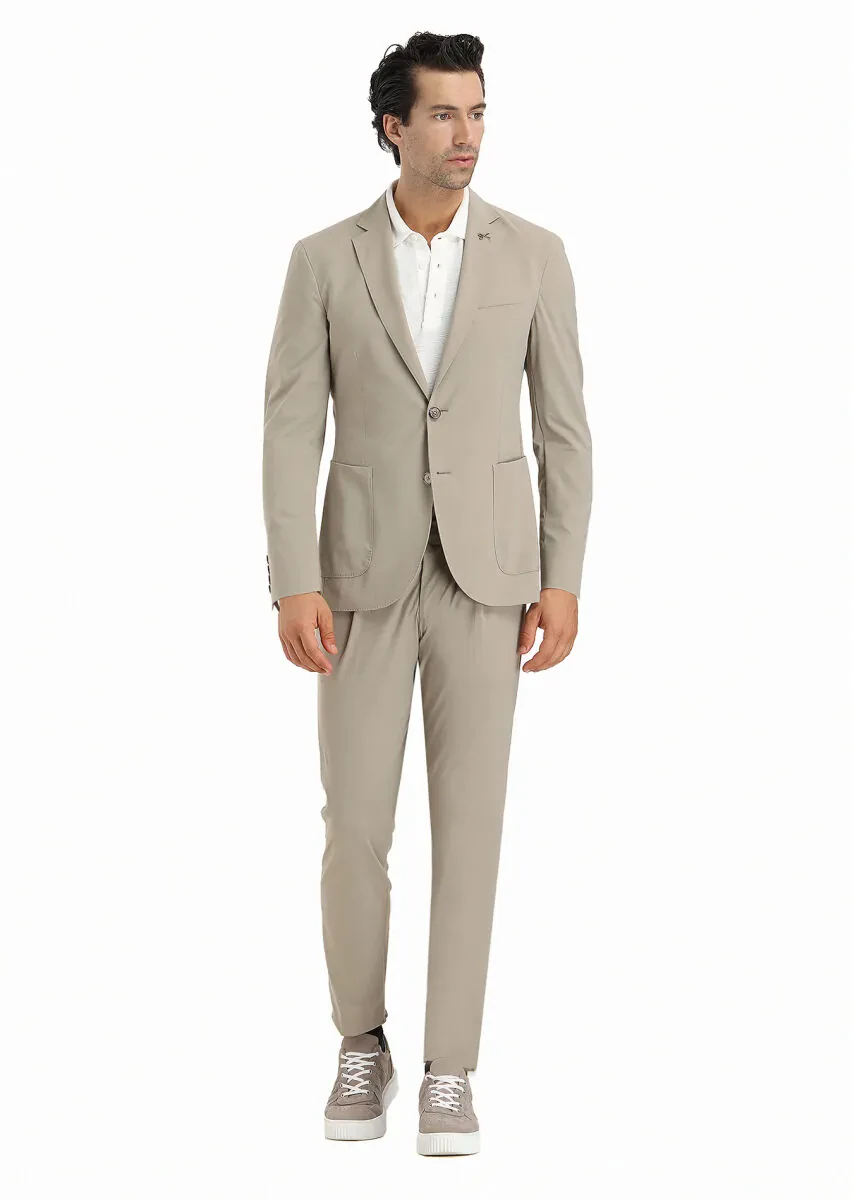 Mink Plain Comfort Fit Suit - 1