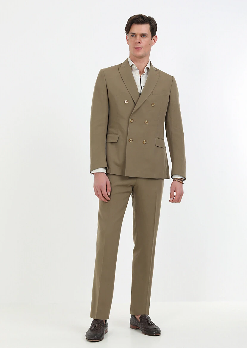 Mink Plain Cotton Blended Suit - 3