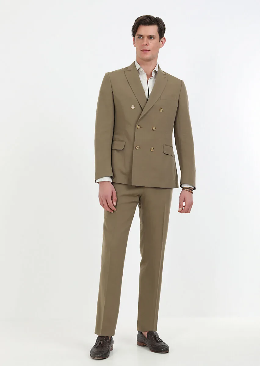 Mink Plain Cotton Blended Suit - 3