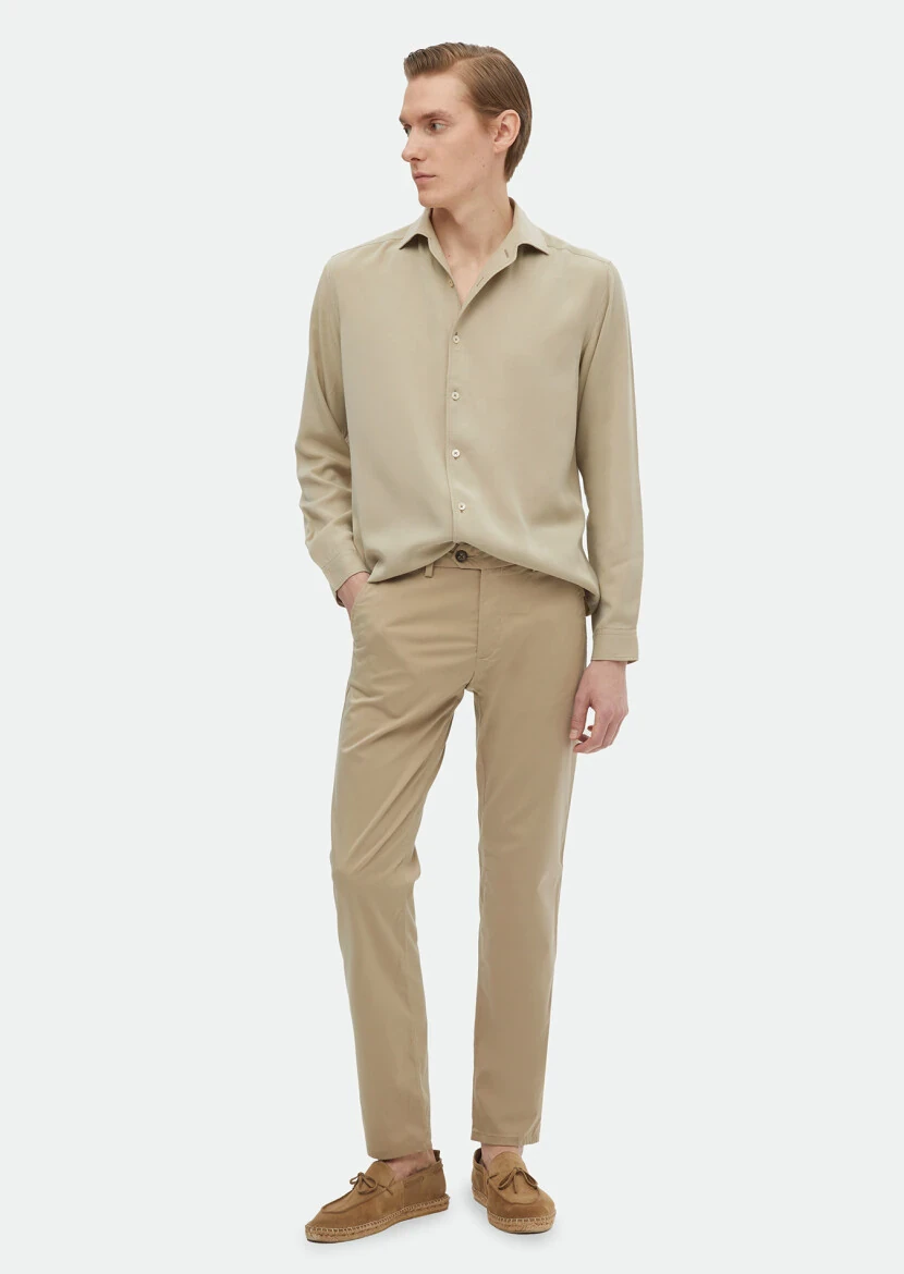 Mink Plain Regular Fit Weaving Casual Shirt - RAMSEY