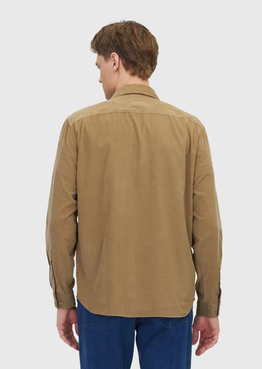 Mink Plain Weaving Casual 100% Cotton Shirt - 6