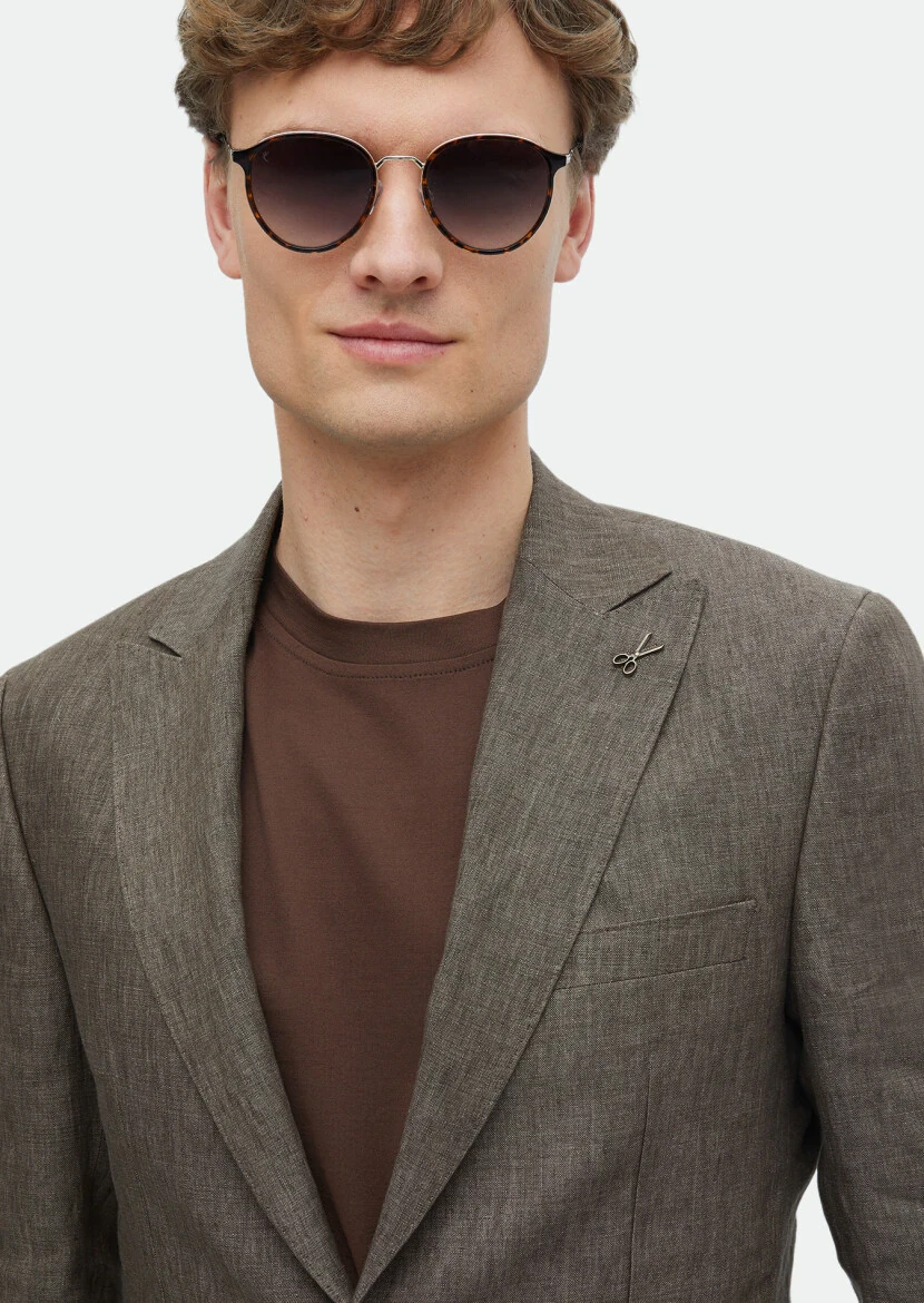 Mink Plain Zeroweight Slim Fit 100% Linen Suit - 6