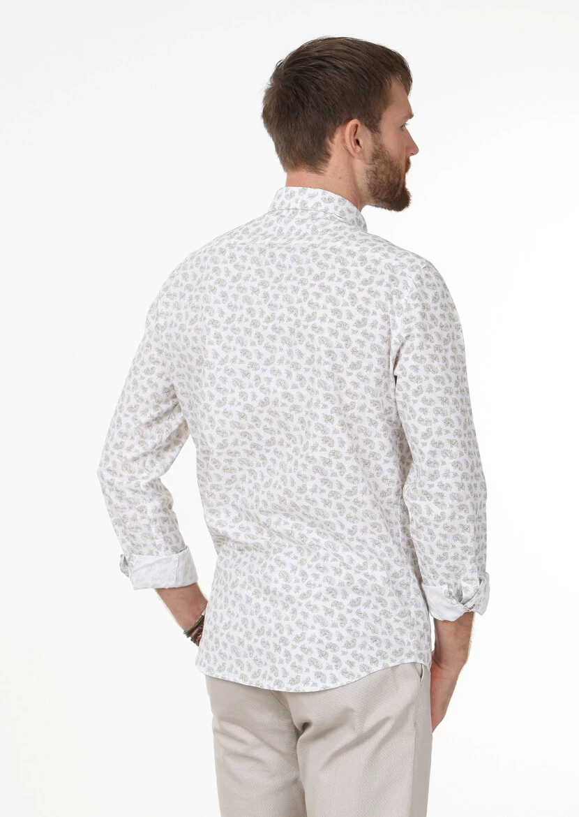 Mink Printed Regular Fit Weaving Casual Cotton Blended Shirt - 4