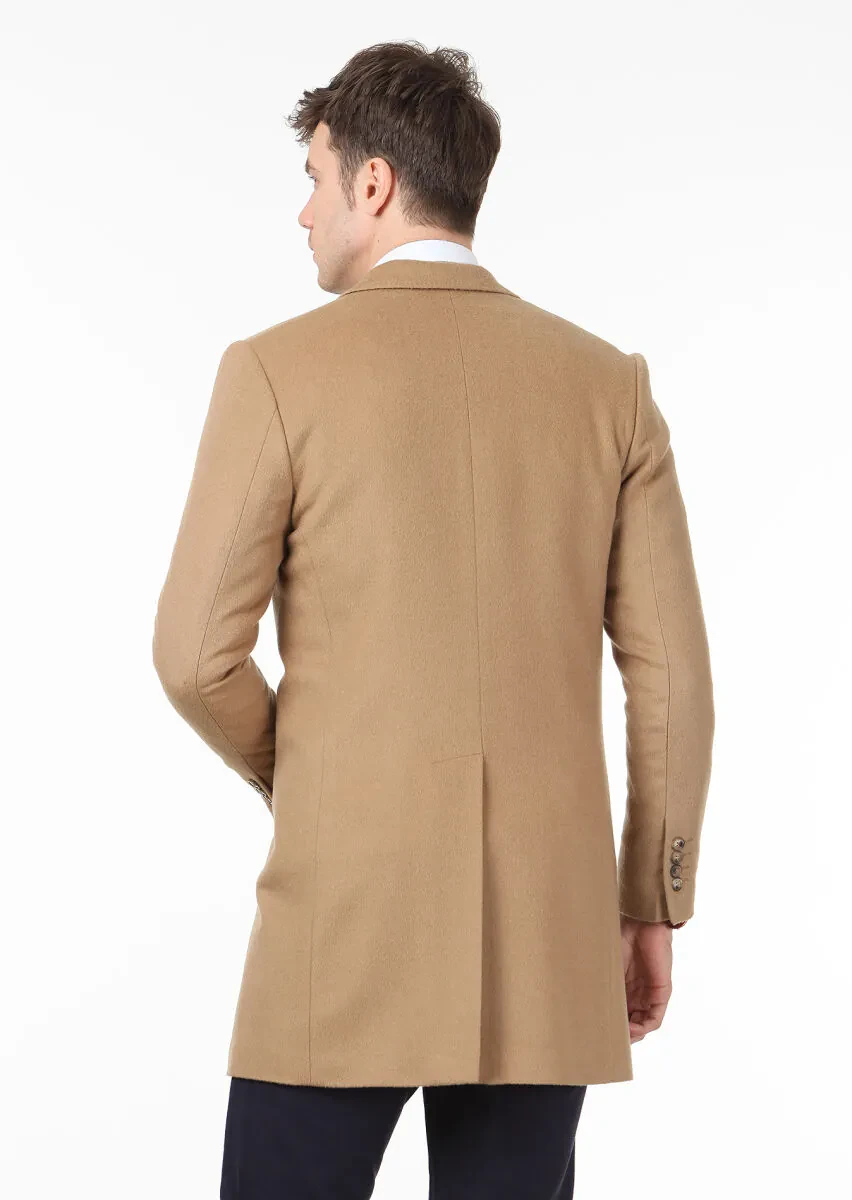 Mink Regular Fit Butterfly Collar Classical Weaving Overcoat - 4