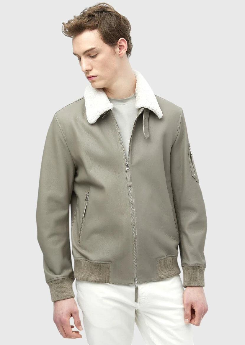 Mink Regular Fit Casual Leather Leather Coat - 3