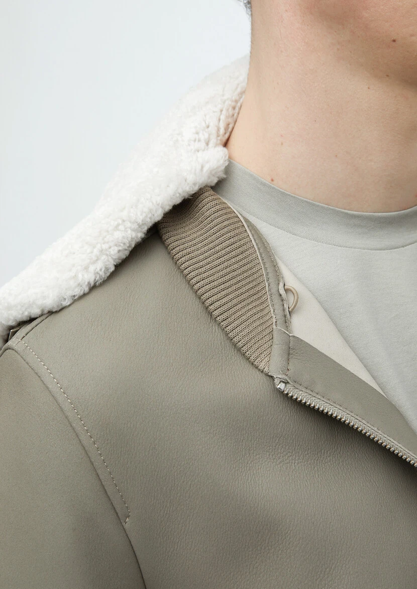 Mink Regular Fit Casual Leather Leather Coat - 7