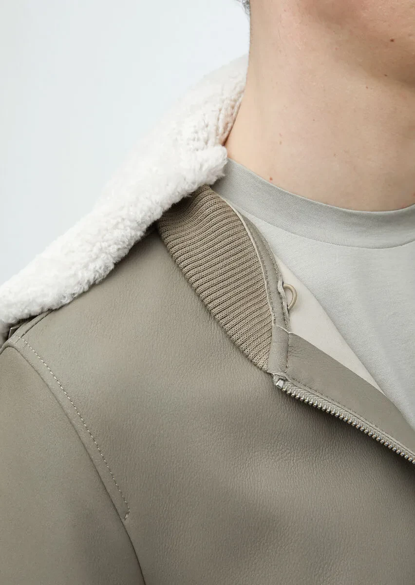 Mink Regular Fit Casual Leather Leather Coat - 7