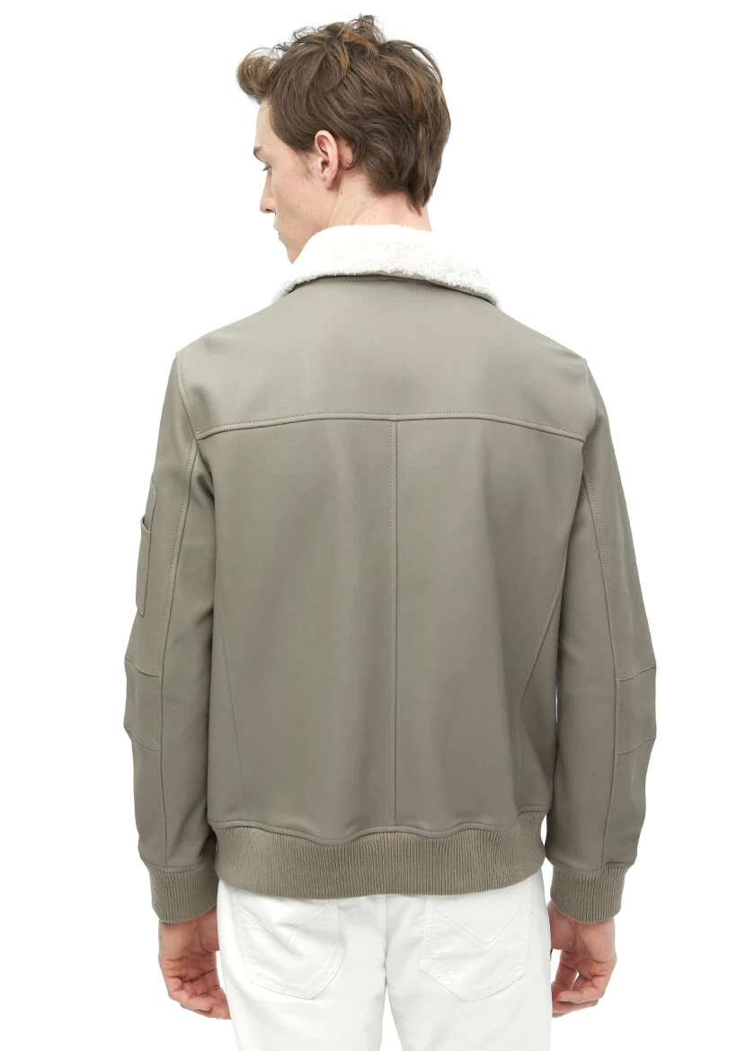 Mink Regular Fit Casual Leather Leather Coat - 8