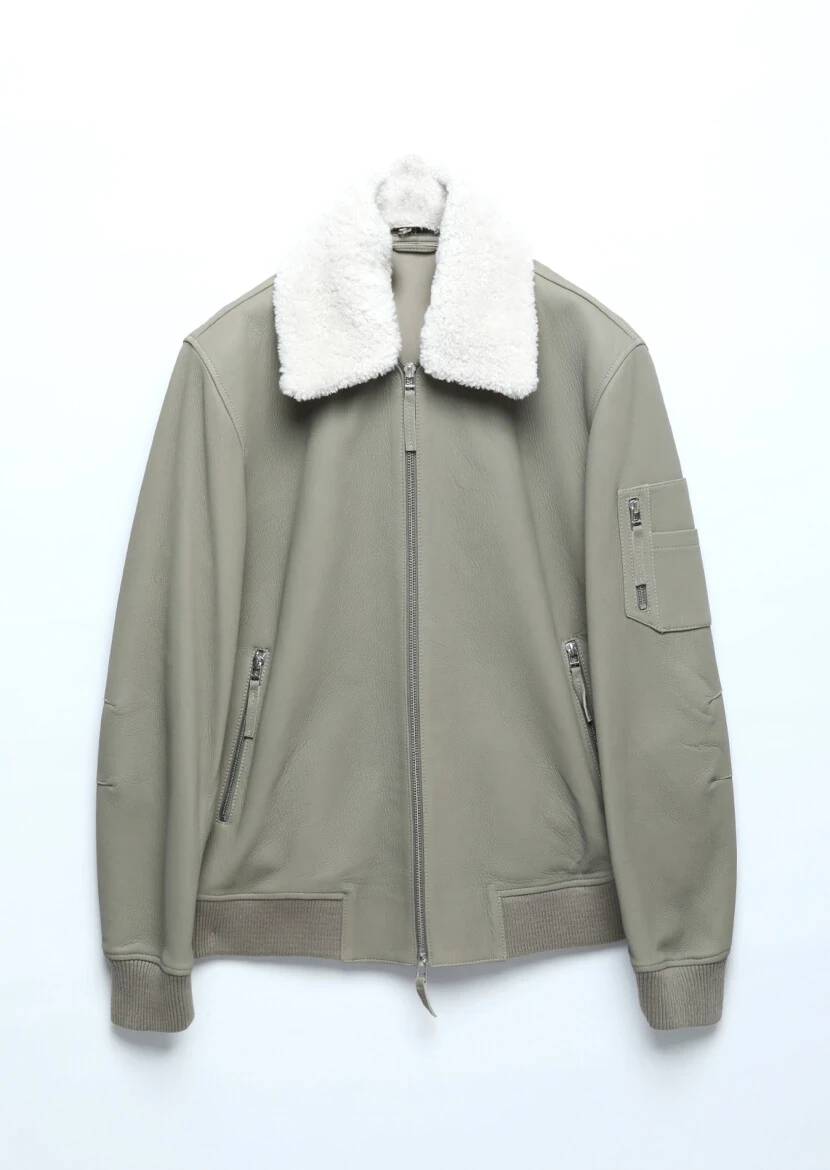 Mink Regular Fit Casual Leather Leather Coat - 9