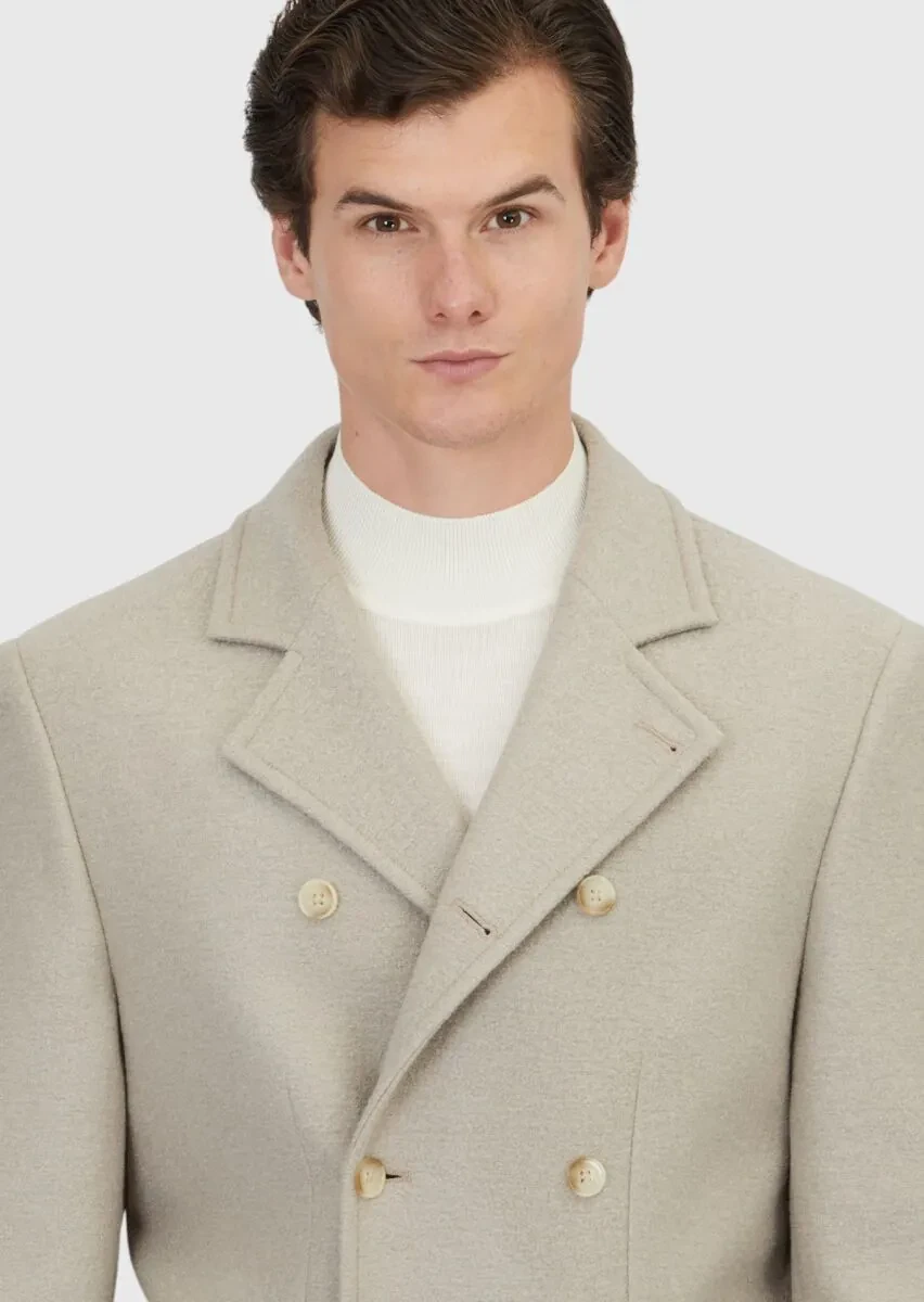 Mink Regular Fit Double Breasted Collar Casual Weaving Coat - 3