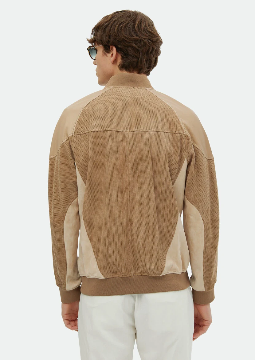 Mink Regular Fit Turtleneck Casual Suede Leather Coat - 5