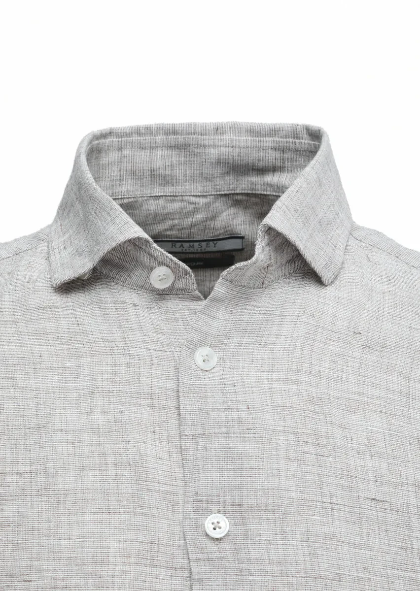 Mink Regular Fit Weaving Casual 100% Linen Shirt - 2