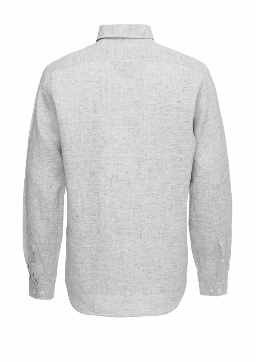 Mink Regular Fit Weaving Casual 100% Linen Shirt - 5