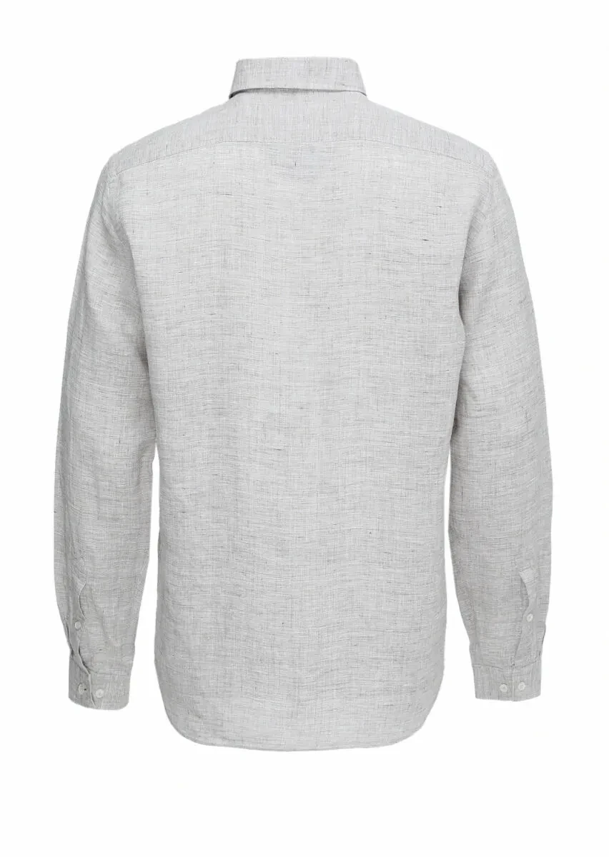 Mink Regular Fit Weaving Casual 100% Linen Shirt - 5