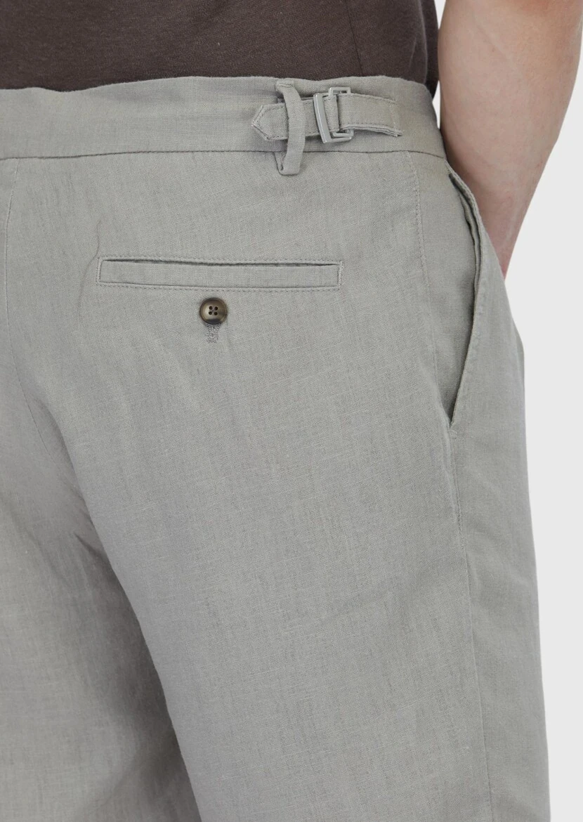 Mink Weaving Carrot Fit Casual 100% Linen Bermuda - 6