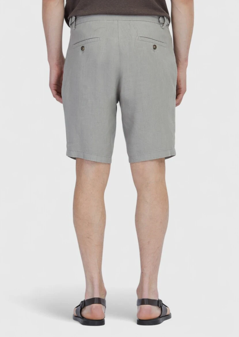 Mink Weaving Carrot Fit Casual 100% Linen Bermuda - 7