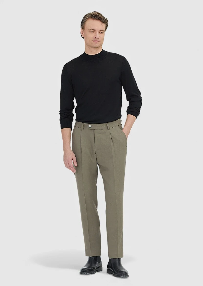 Mink Weaving Regular Fit Casual Wool Blended Trousers - 1