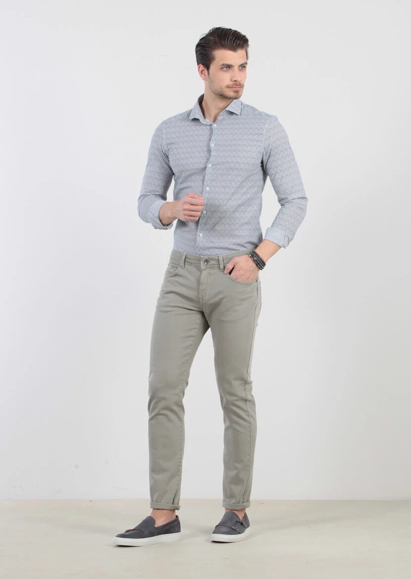 Mink Weaving Slim Fit Casual Cotton Blended Trousers 