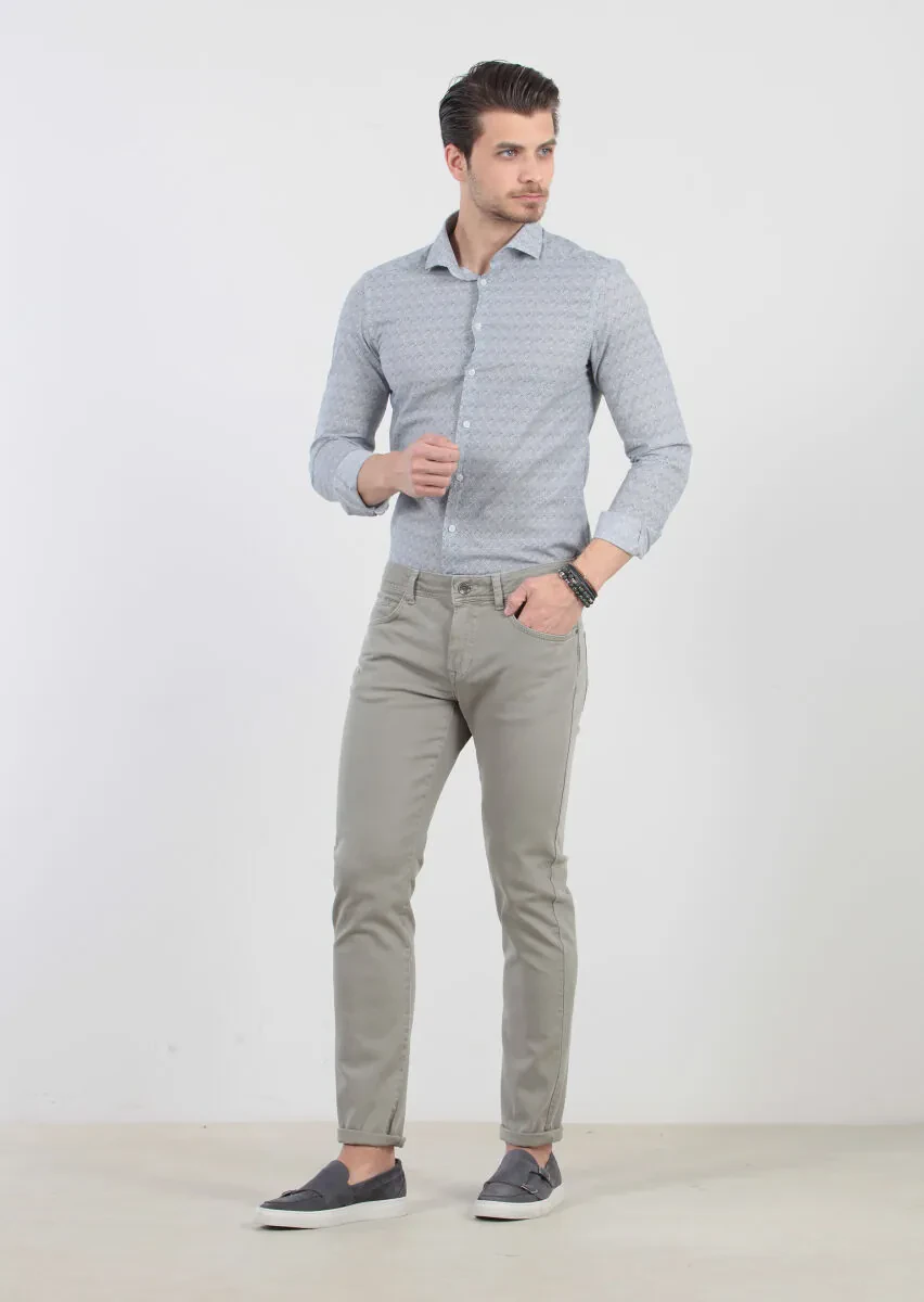Mink Weaving Slim Fit Casual Cotton Blended Trousers - 2