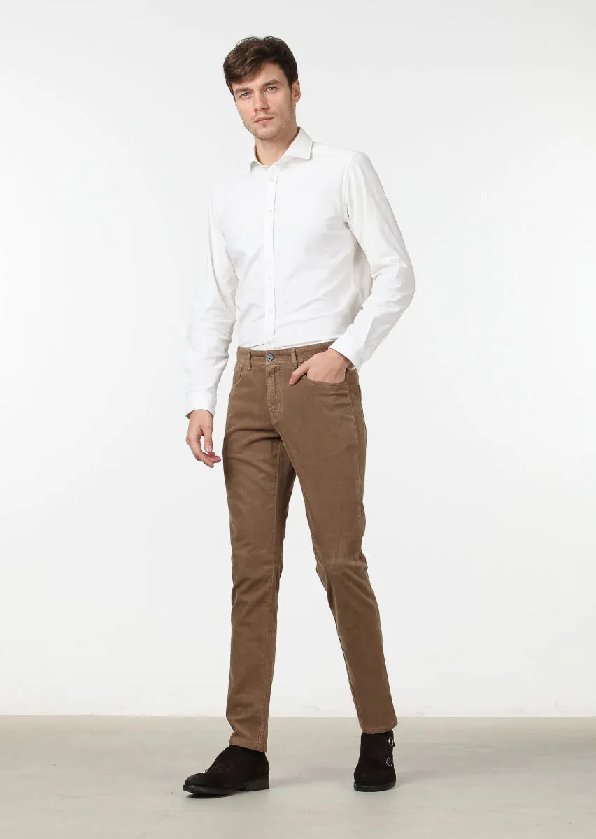 Mink Weaving Slim Fit Casual Cotton Blended Trousers - 1