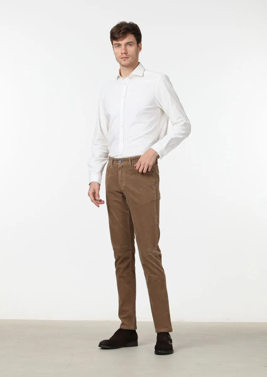 Mink Weaving Slim Fit Casual Cotton Blended Trousers - 2