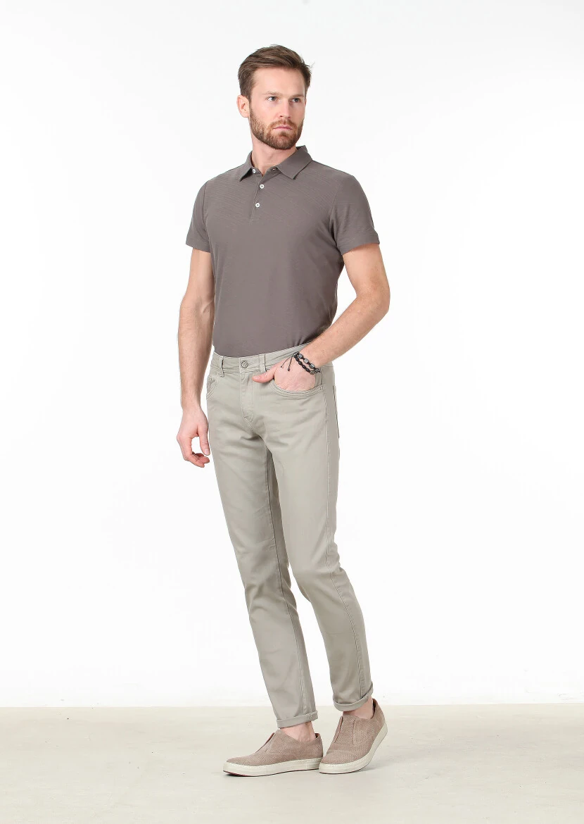 Mink Weaving Slim Fit Casual Cotton Blended Trousers 